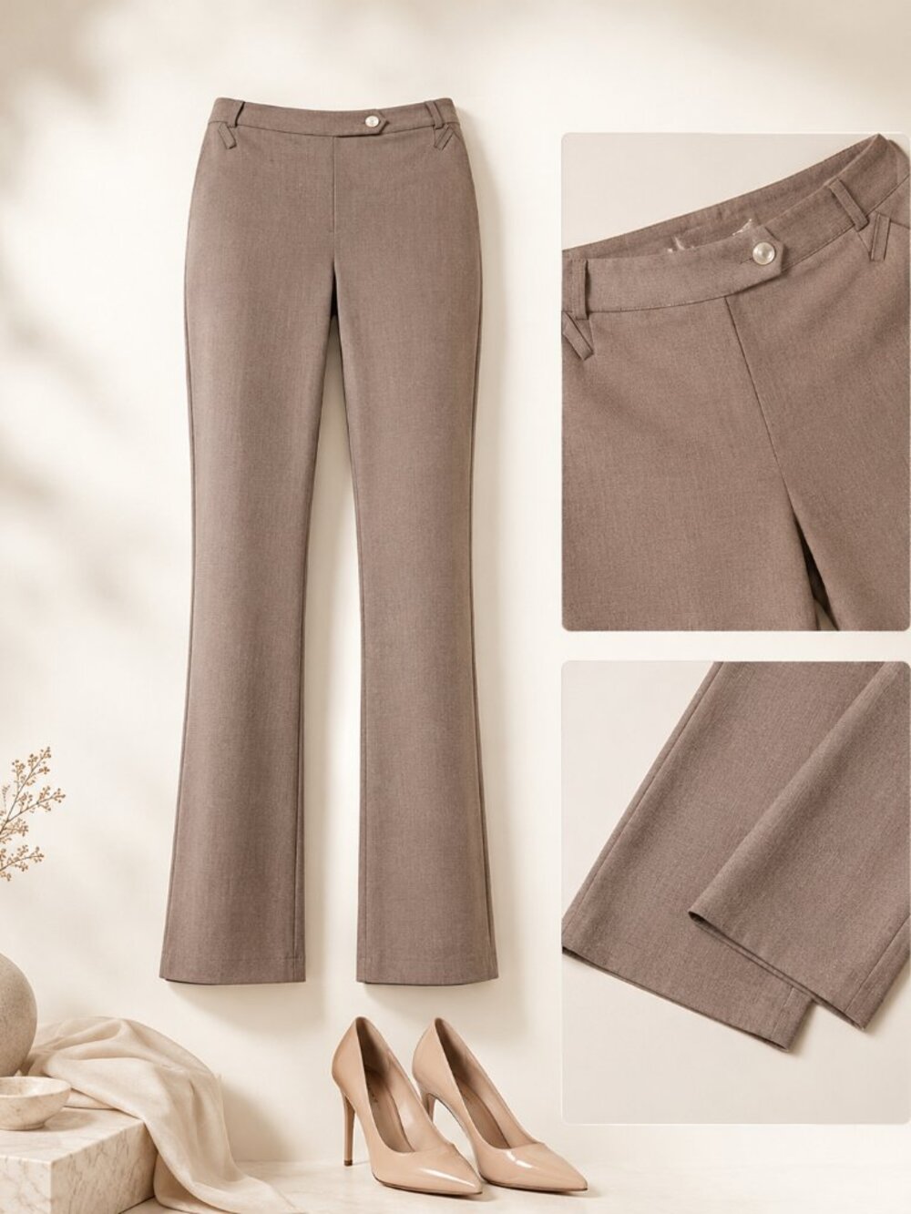 Calvin Klein Heather Taupe Modern Fit Trousers Size 8 NWT